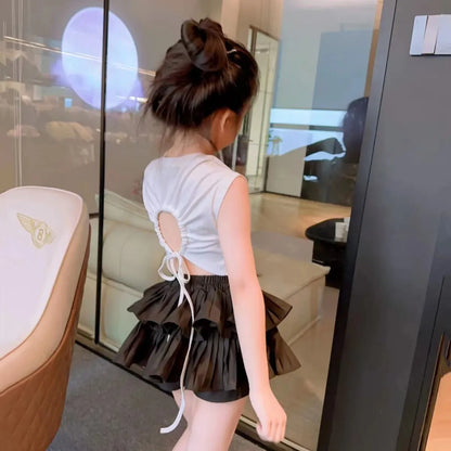 Girls Loose Cargo Pants with Belt for Daily Wear