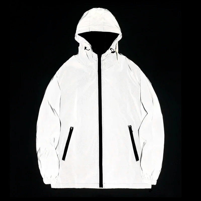 Reflective Polyester Jacket for Men Casual Style