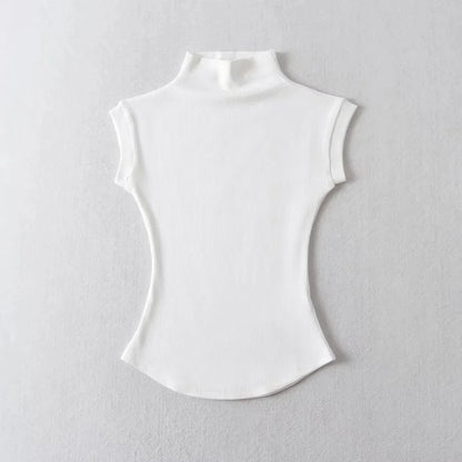 Women Summer Turtleneck Sleeveless Slim Fit Top