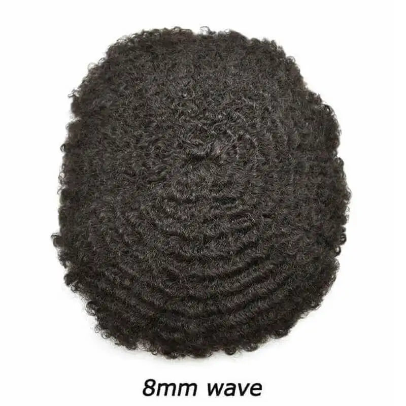 Curly Human Hair Toupee for Men Full PU Natural Color