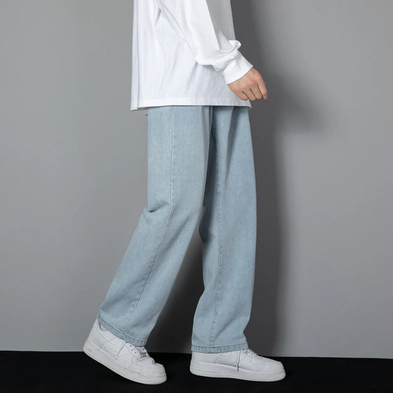 Men's Casual Straight Denim Jeans in Light Blue