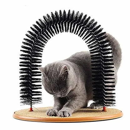 Cat Toy Arch with Massage Brush and Scratching Pad