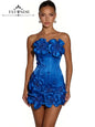 3D Floral Corset Mini Evening Dress with Rhinestones