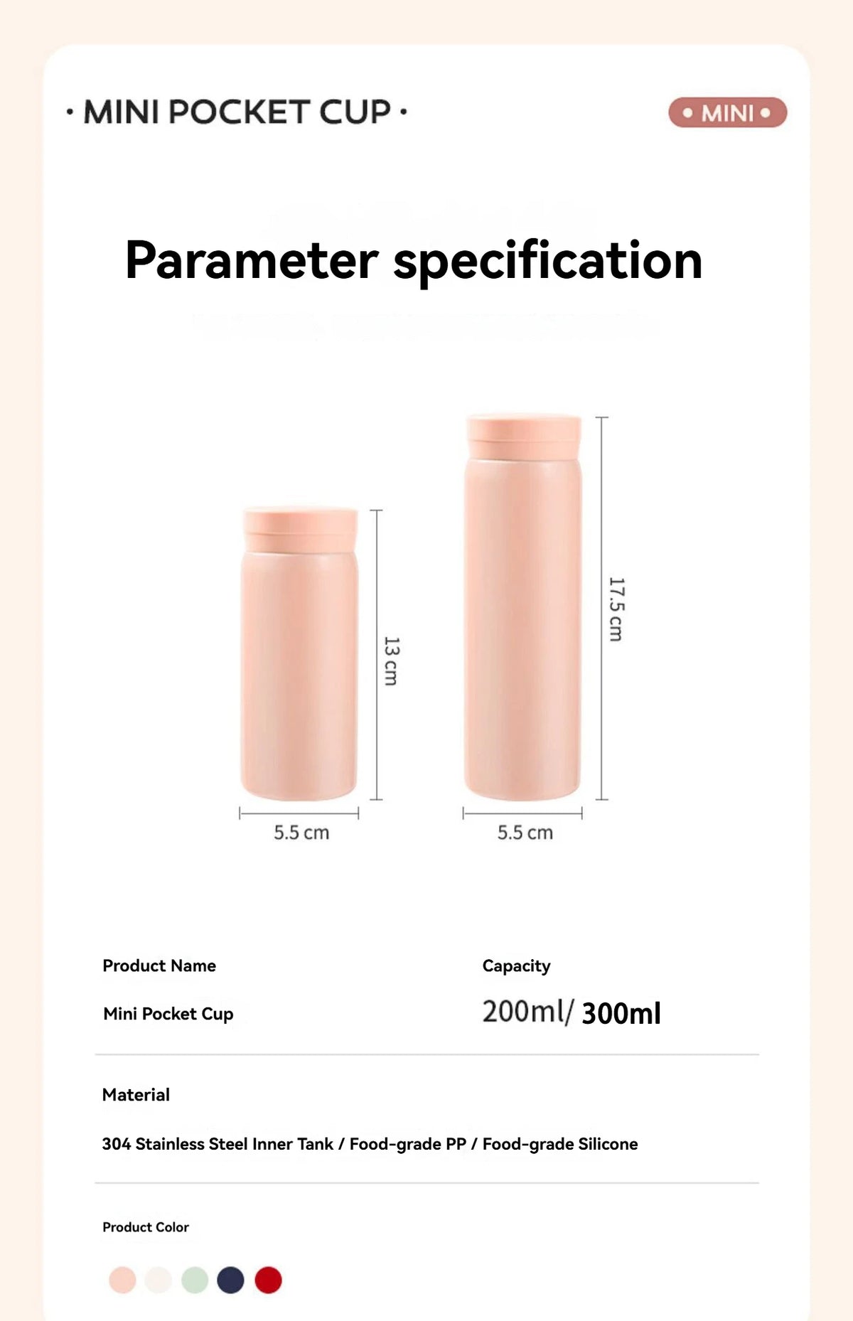 Mini Insulated Stainless Steel Vacuum Flasks 200ML 300ML