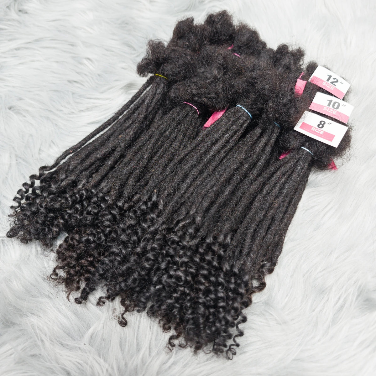 Natural Human Hair Dreadlock Extensions 8-12 Inch Curly Ends