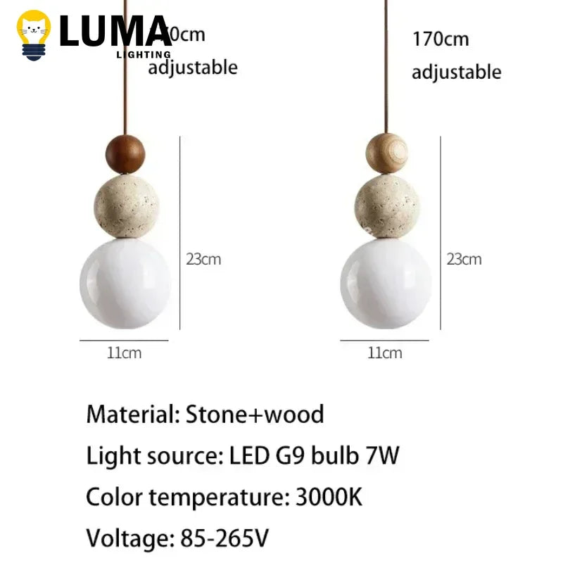 Yellow Travertine Pendant Light for Bedroom Kitchen