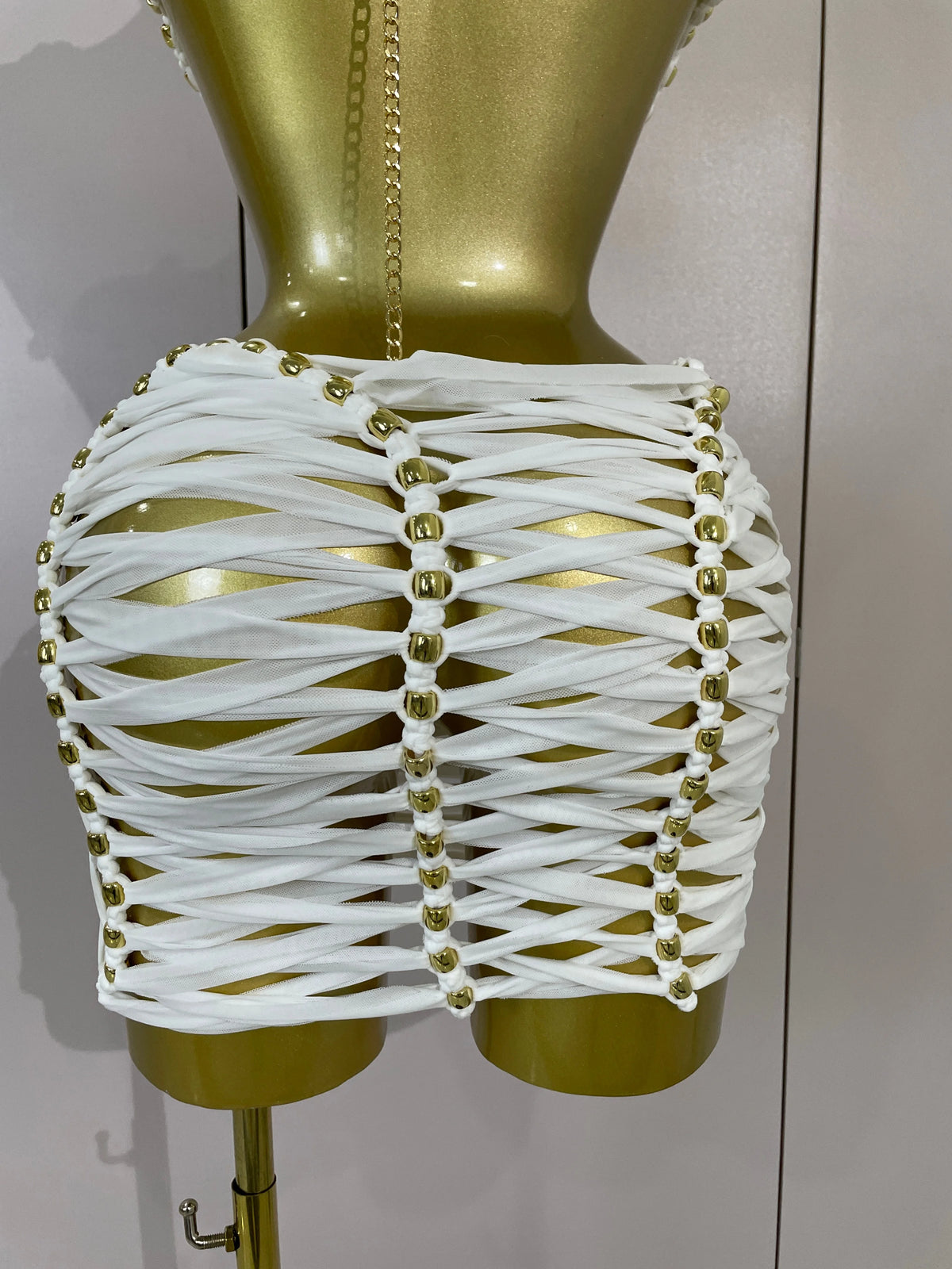 White Halter Neck Mini Dress for Women