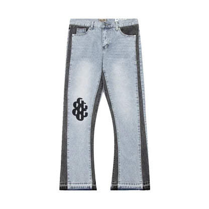 Washed Denim Trousers for Men with Micro-Flared Style