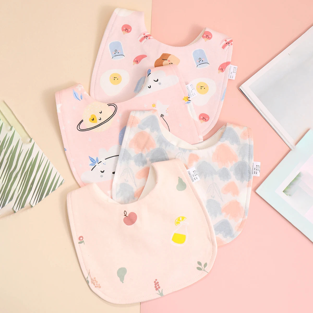 4pcs Cotton Baby Adjustable Bibs Bandana Scarf