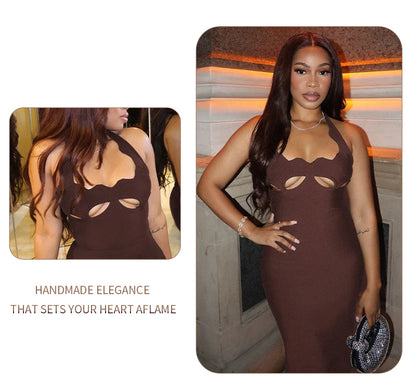 Elegant Black Halter Bodycon Dress for Women