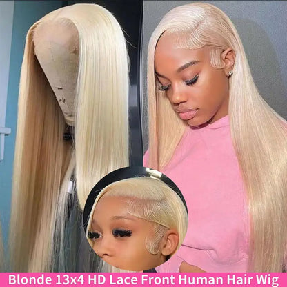 613 Blonde Bone Straight Human Hair Wig Long Lengths