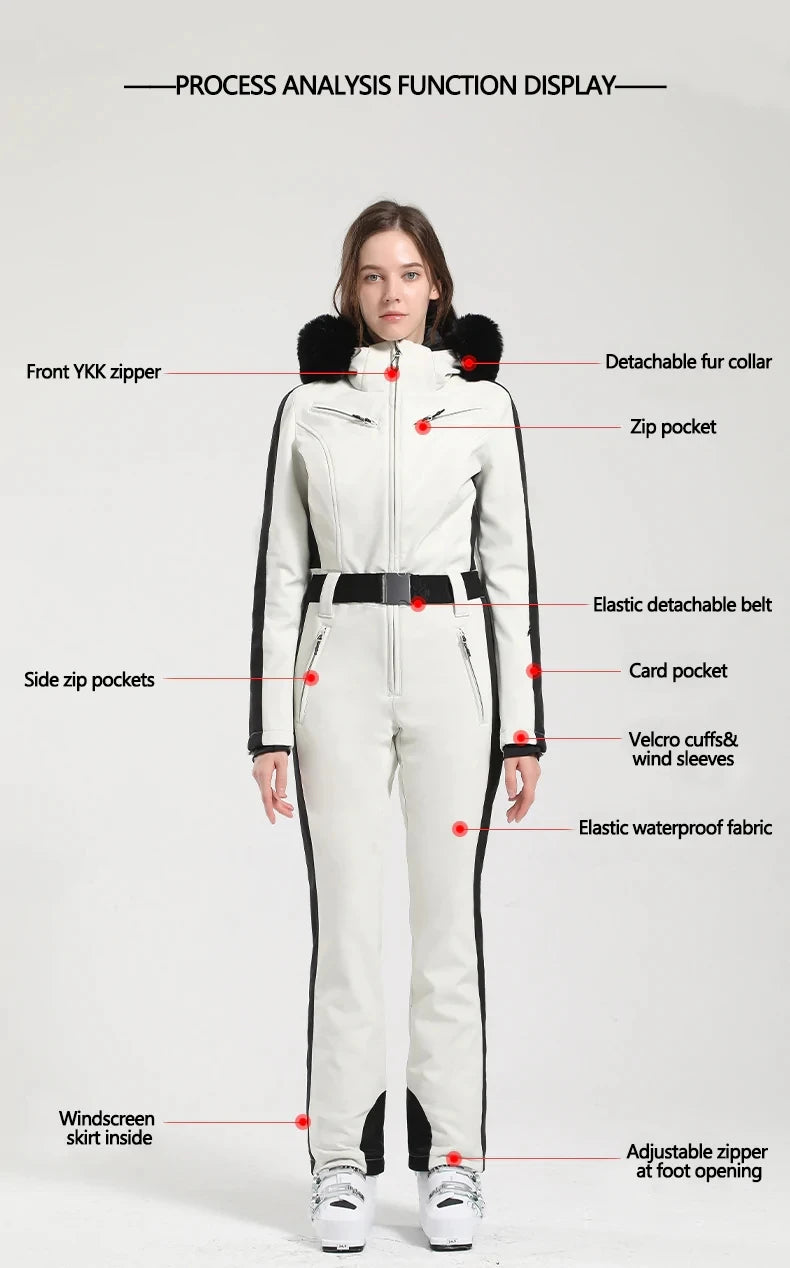 Gsou Women's Winter Snow Jumpsuit Waterproof Ski Suit