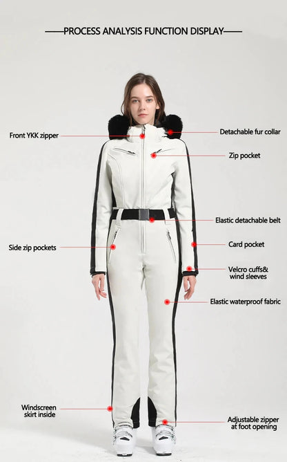 Gsou Women's Winter Snow Jumpsuit Waterproof Ski Suit