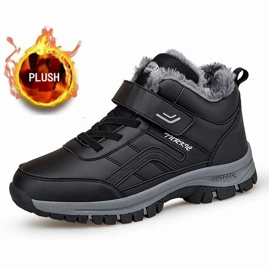Men's Waterproof PU Leather Ankle Snow Boots