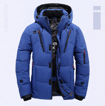 Men's White Duck Down Winter Jacket Hooded Parka