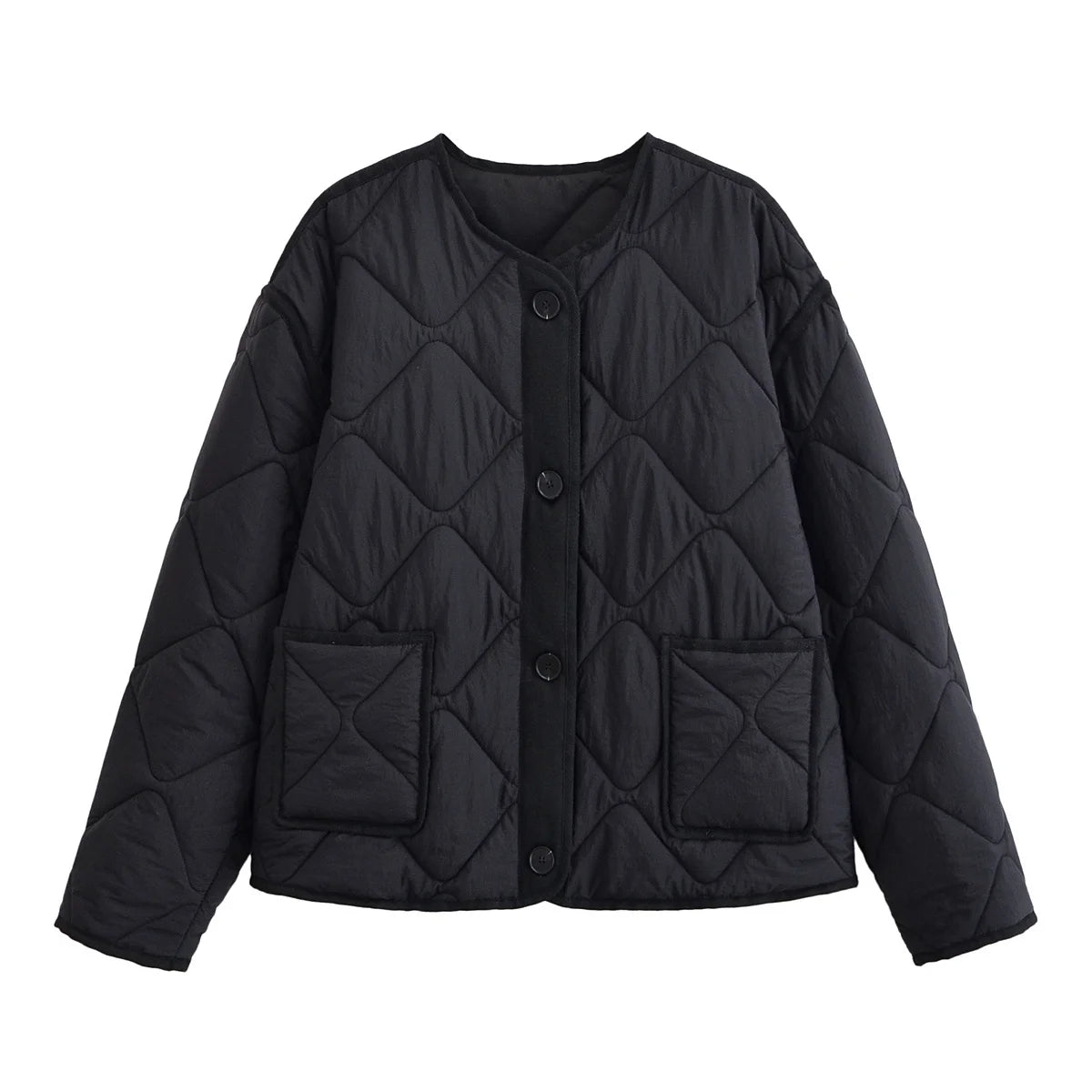 Solid Single-Breasted O-Neck Jacket for Women