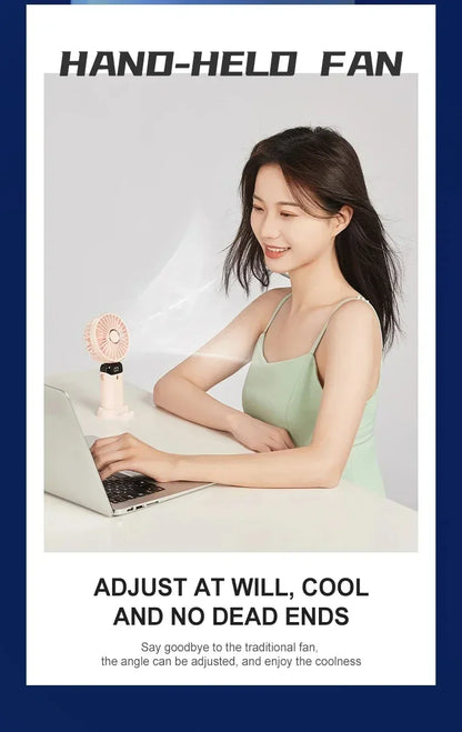 Portable Rechargeable Handheld Fan with LED Display