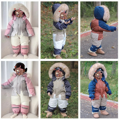 Children's Waterproof Hooded Ski Suit Jumpsuit