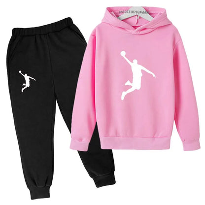 Kids Casual Hoodie and Pants Tracksuit Set