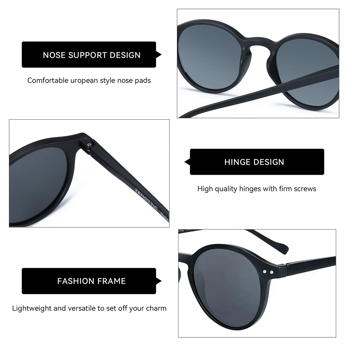 ZENOTTIC Retro Circular Polarized Sunglasses S Size