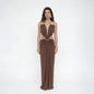 Backless Halter Dress for Women in Solid Polyester