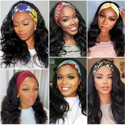 Body Wave Human Hair Headband Wig 200% Density 30-40 Inch