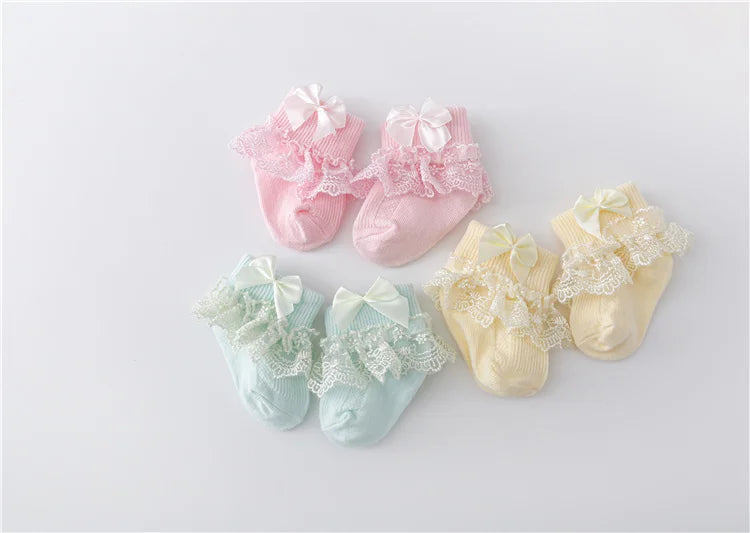 Cotton Lace Baby Socks for Girls 0-24 Months