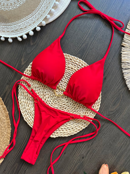 RUOTONSEPT Solid Color Bikini Set Women's Swimwear