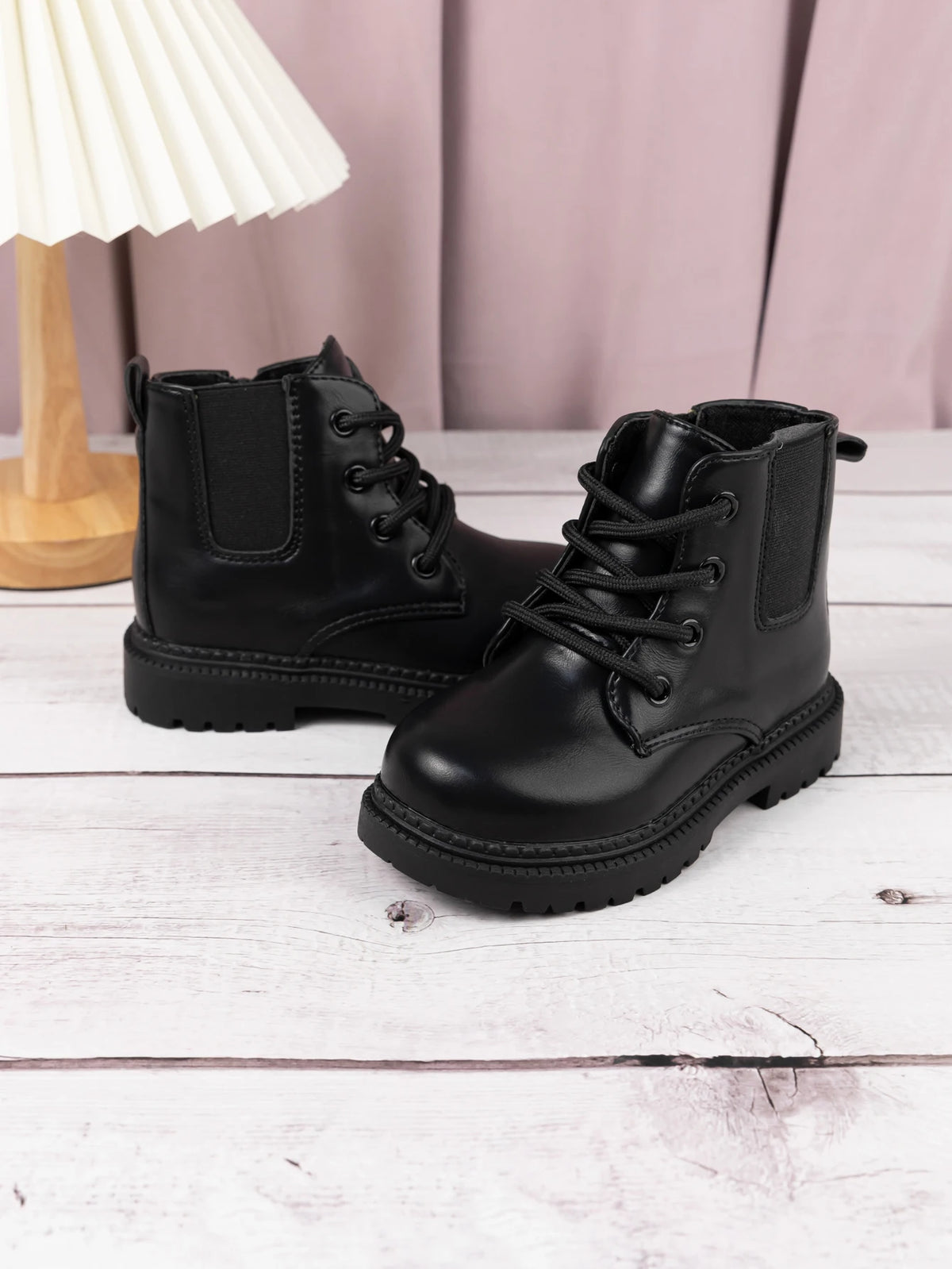 Waterproof PU Leather Children's Lace-up Boots