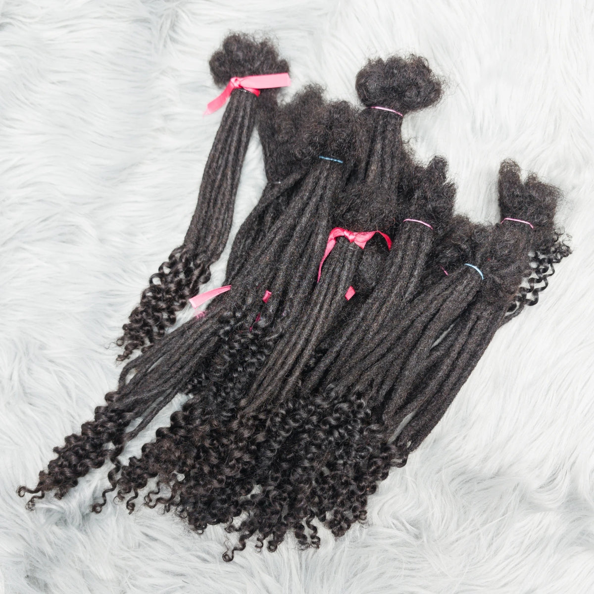 Natural Human Hair Dreadlock Extensions 8-12 Inch Curly Ends
