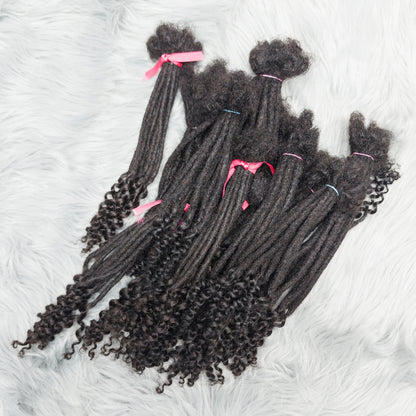 Natural Human Hair Dreadlock Extensions 8-12 Inch Curly Ends
