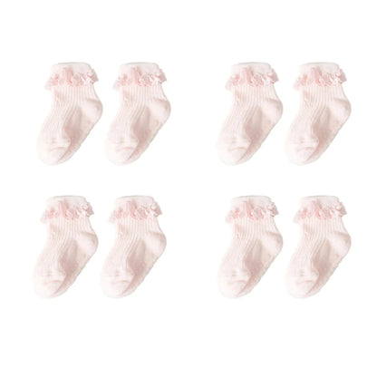 Cotton Lace Socks for Toddler Girls Non-slip Half Knee