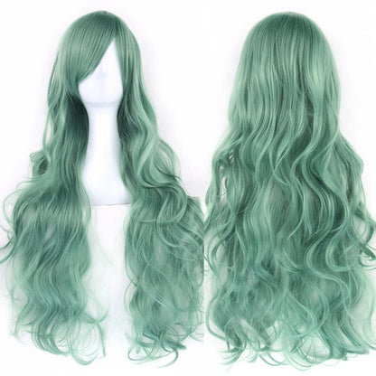 Soowee Curly Long Green Synthetic Hair Wig for Women