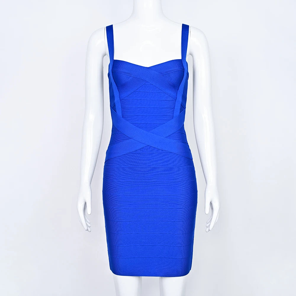 BEAUKEY Blue Mini Bandage Dress for Women XL
