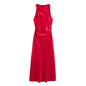 Satin Midi Dress for Women Sleeveless Elegant Evening Dress