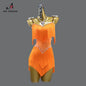 Latin Performance Dance Dress Women Blue Fringe Skirt