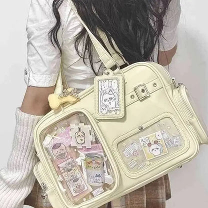Harajuku Pin Doll Ita Bag Women PU Leather Shoulder Bag