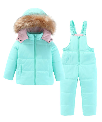 Kids Hooded Ski Suit Cotton Winter Outerwear