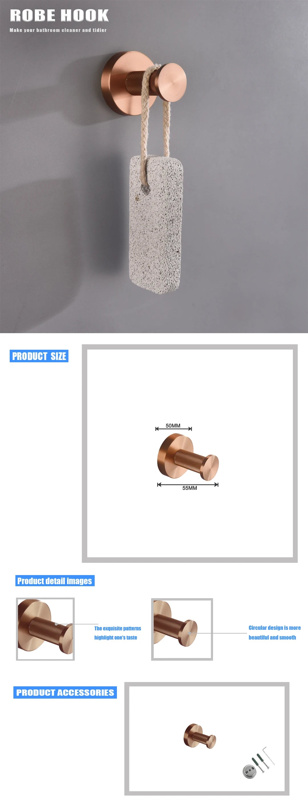 Brushed Rose Gold Metal Bath Hardware Set