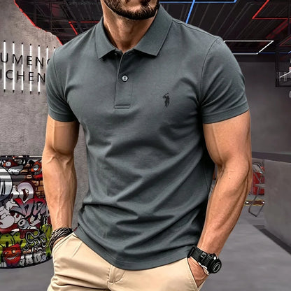 Men's Short Sleeve Polo Shirt Cotton Embroidery Casual