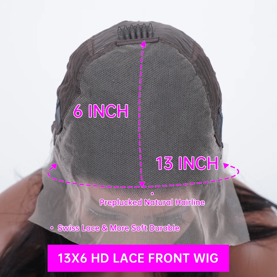 Deep Wave Frontal Wig 30 Inch Chocolate Brown Human Hair