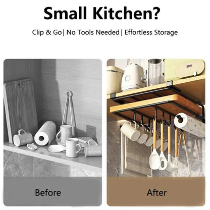 Steel Under Cabinet Organizer Rack with Hooks
