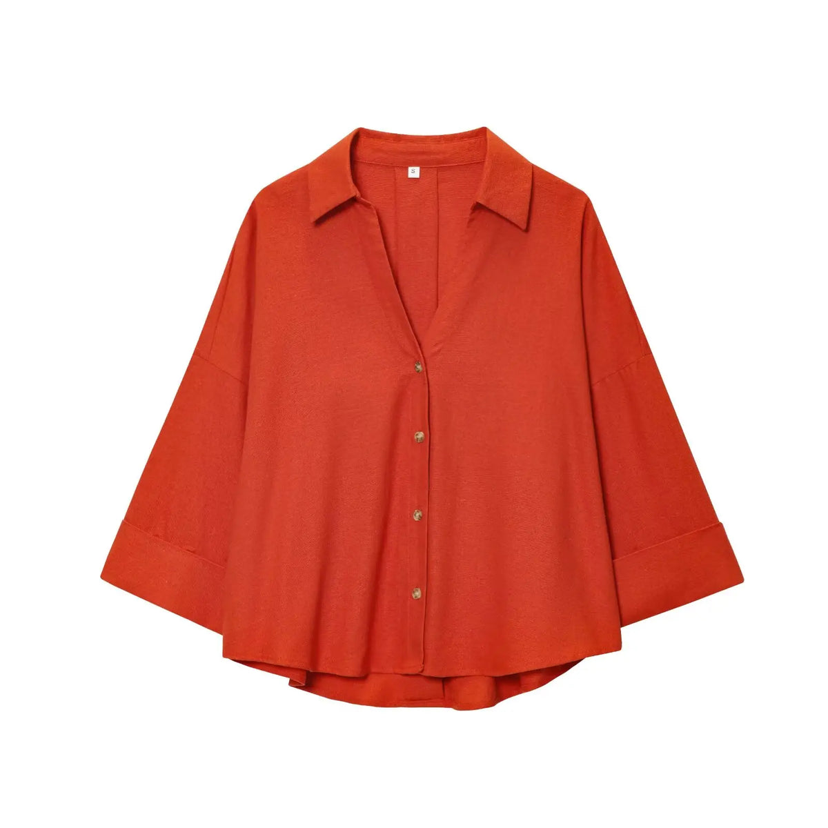 Wide Sleeved Asymmetric Hem Shirt for Women