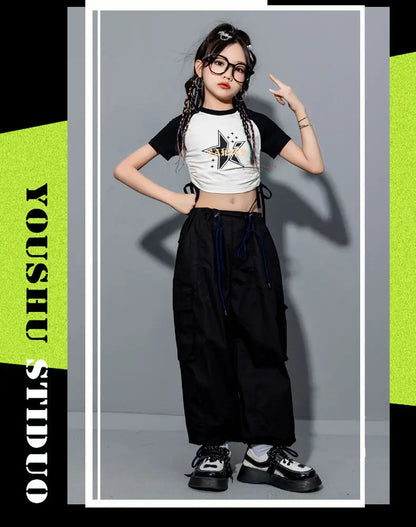 Girls Loose Cargo Pants with Belt for Daily Wear