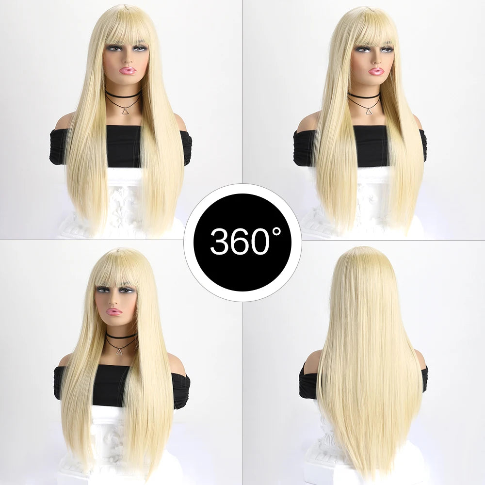 26 Inch Long Straight Synthetic Wig for Women