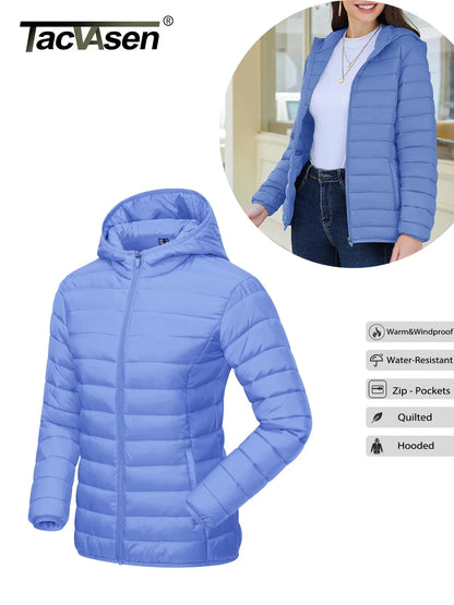 TACVASEN Women's Hooded Puffer Jacket Lightweight Casual