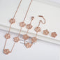 18k Gold-Plated Five-Leaf Flower Jewelry Set