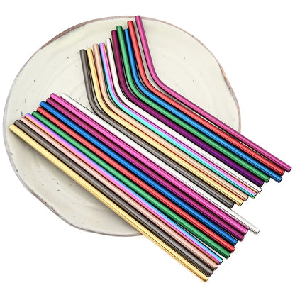 Colorful Metal Drinking Straws Set Stainless Steel
