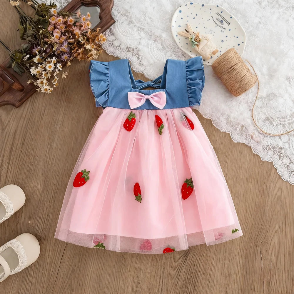 Baby Girl Summer Cherry Mesh Dress