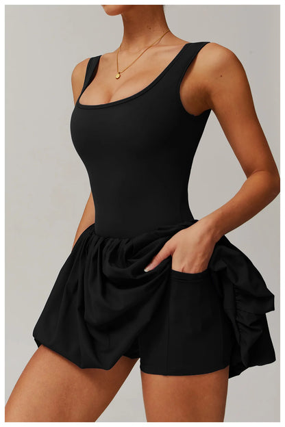 Women Yoga Jumpsuit Set Anti Glare One-Piece Dress